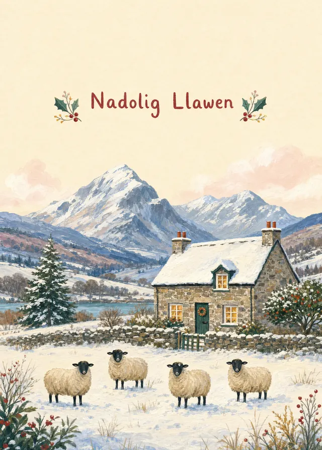 Nadolig Llawen, Mountain Cottage card