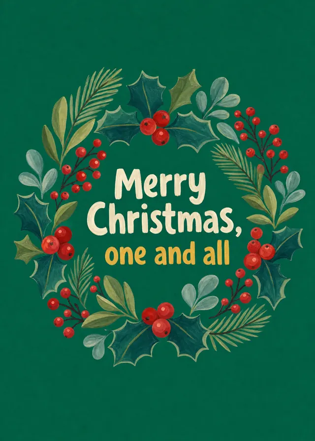 Merry Christmas, One and All card