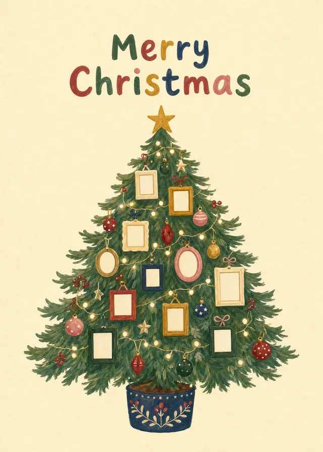 Merry Christmas Family Tree card