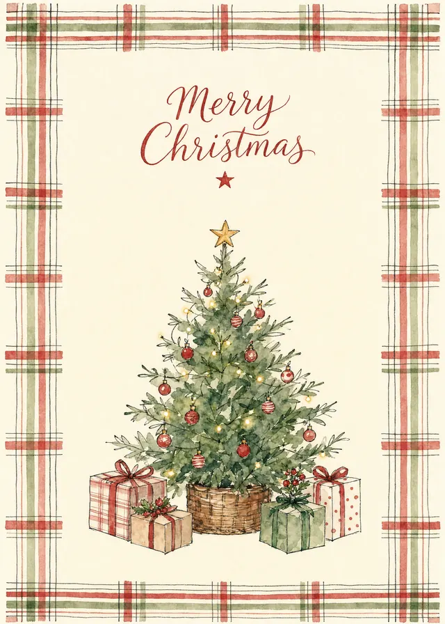 Merry Christmas Plaid card