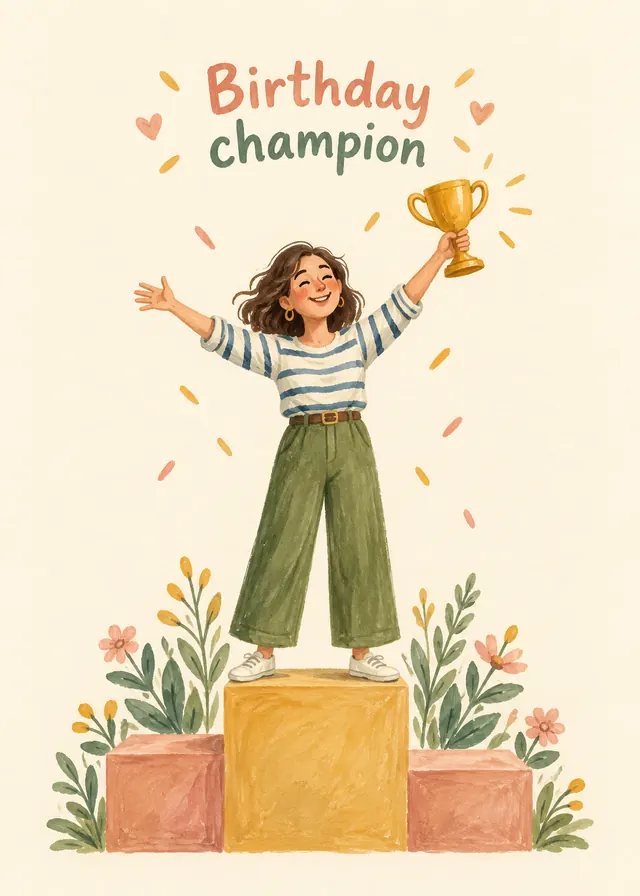 Birthday Champion, Her card