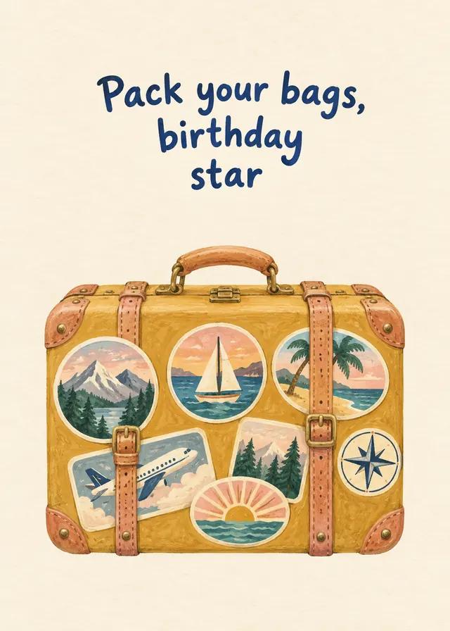 Pack Your Bags, Birthday Star card
