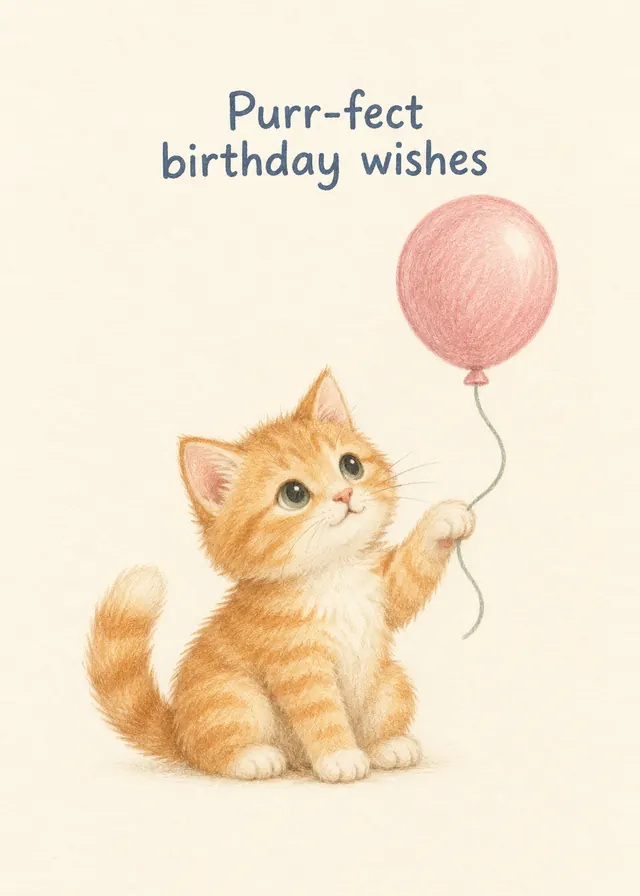 Purr-fect Birthday Wishes card
