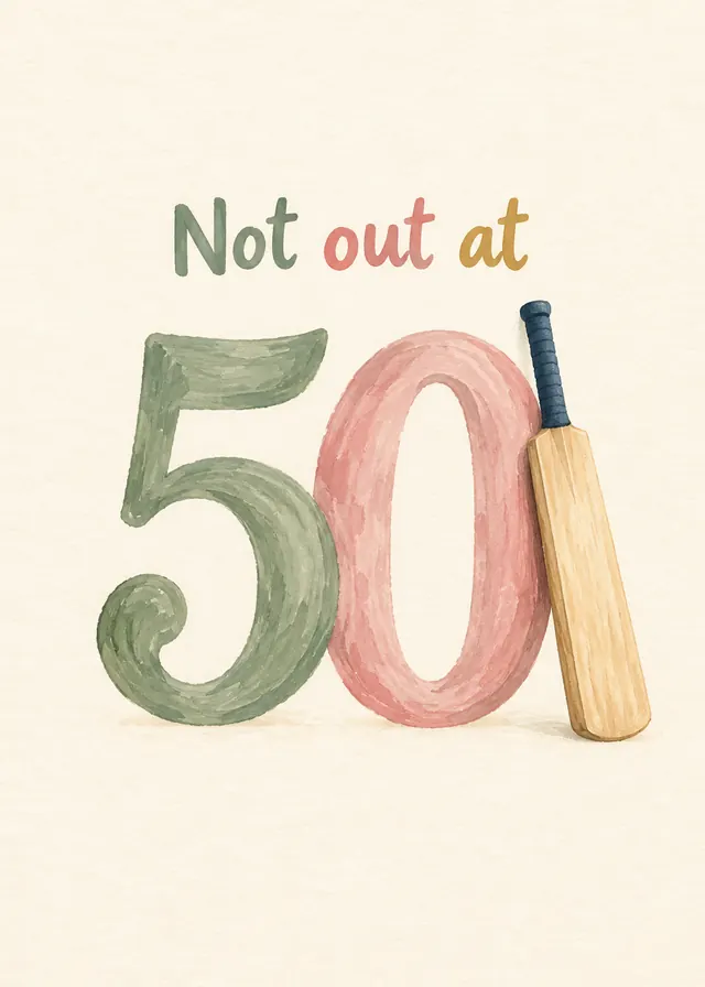 Not Out at 50 card