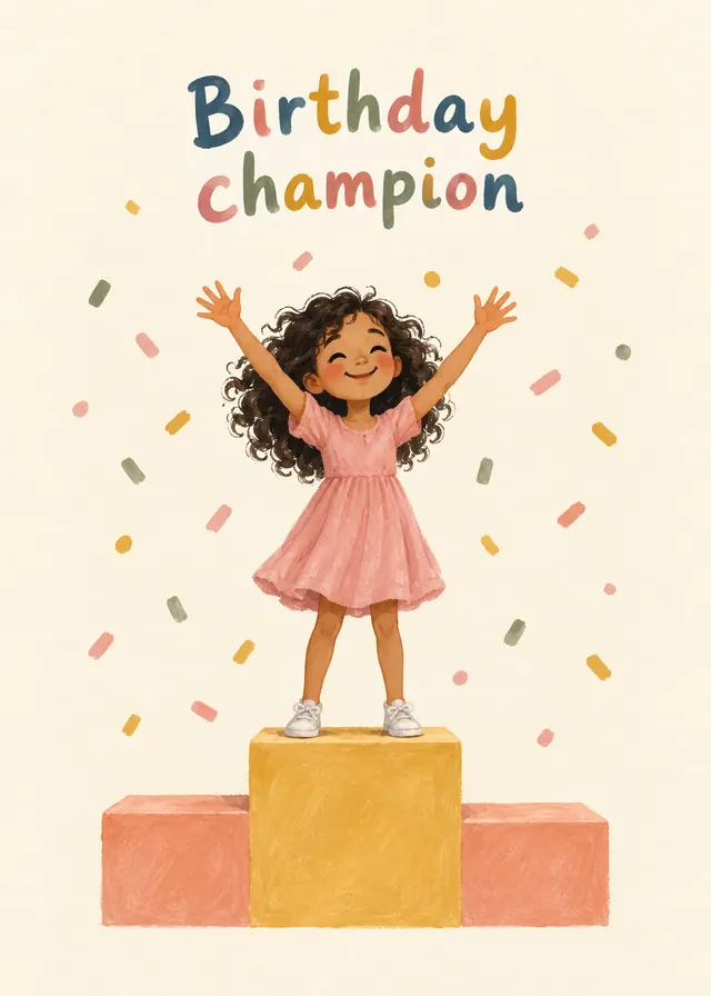 Birthday Champion, Girl card