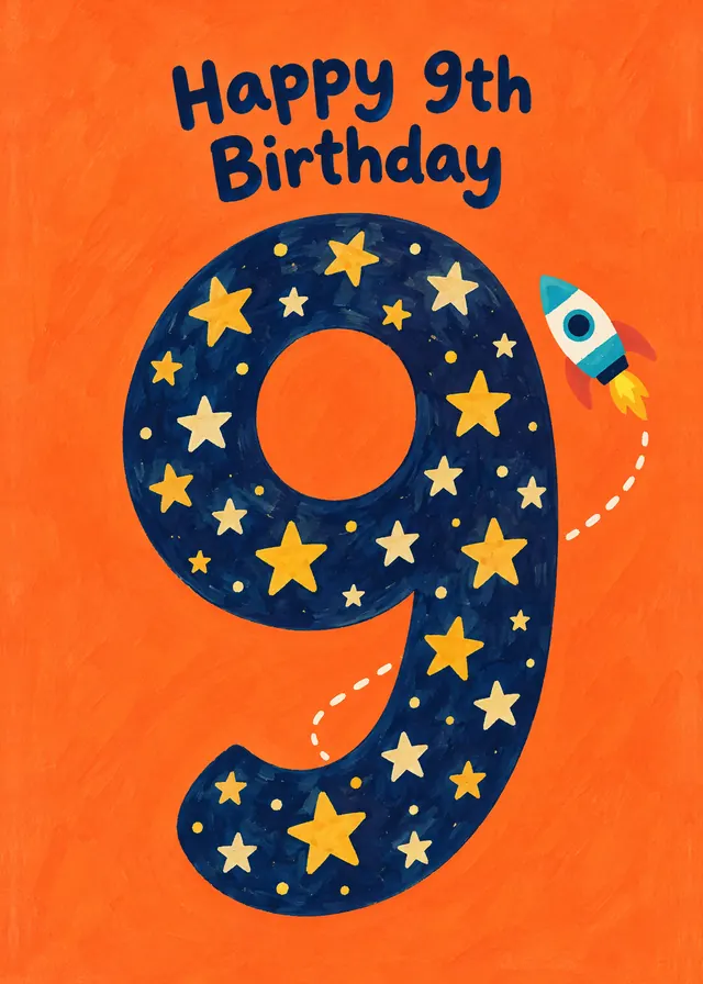 Happy 9th Birthday card