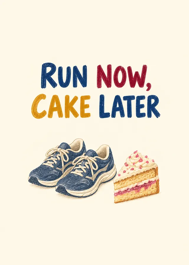 Run Now, Cake Later card
