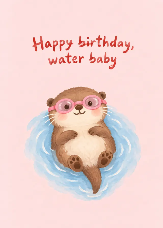 Happy Birthday, Water Baby card