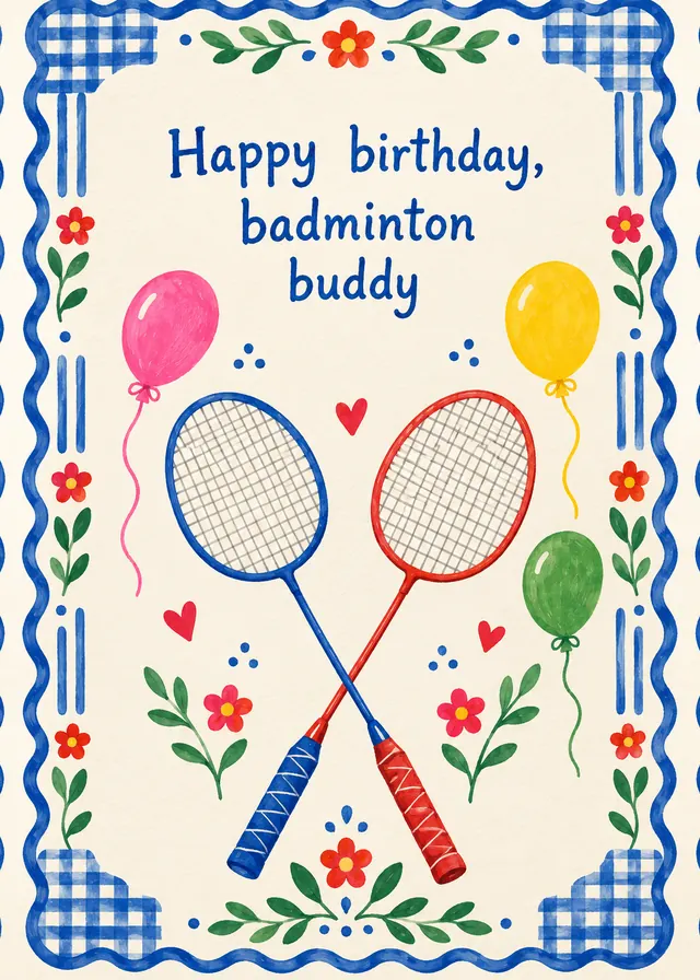 Happy Birthday, Badminton Buddy card