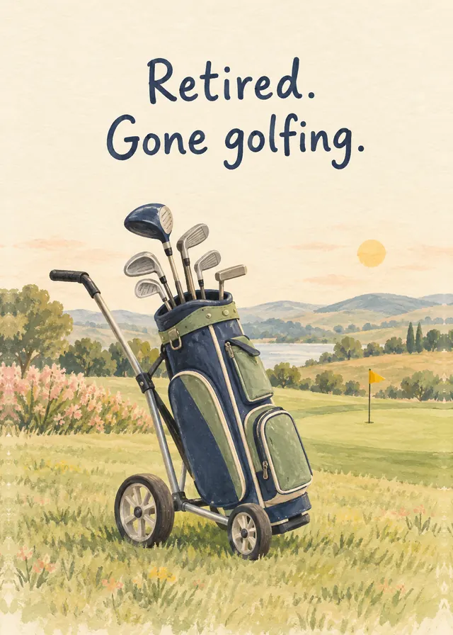 Retired. Gone Golfing. card