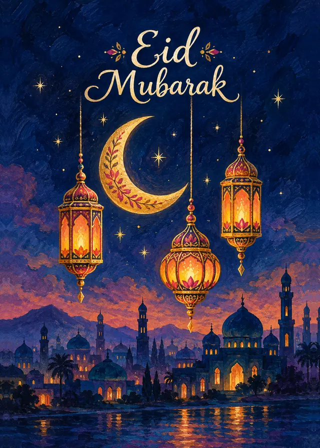 Eid Mubarak Lanterns card