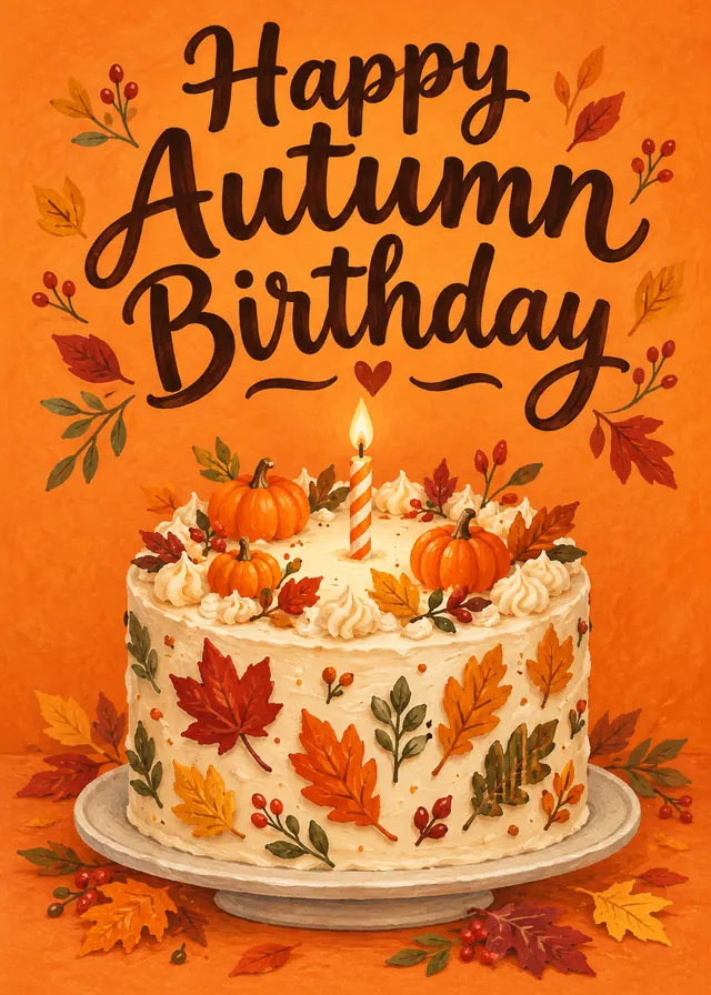 Happy Autumn Birthday card