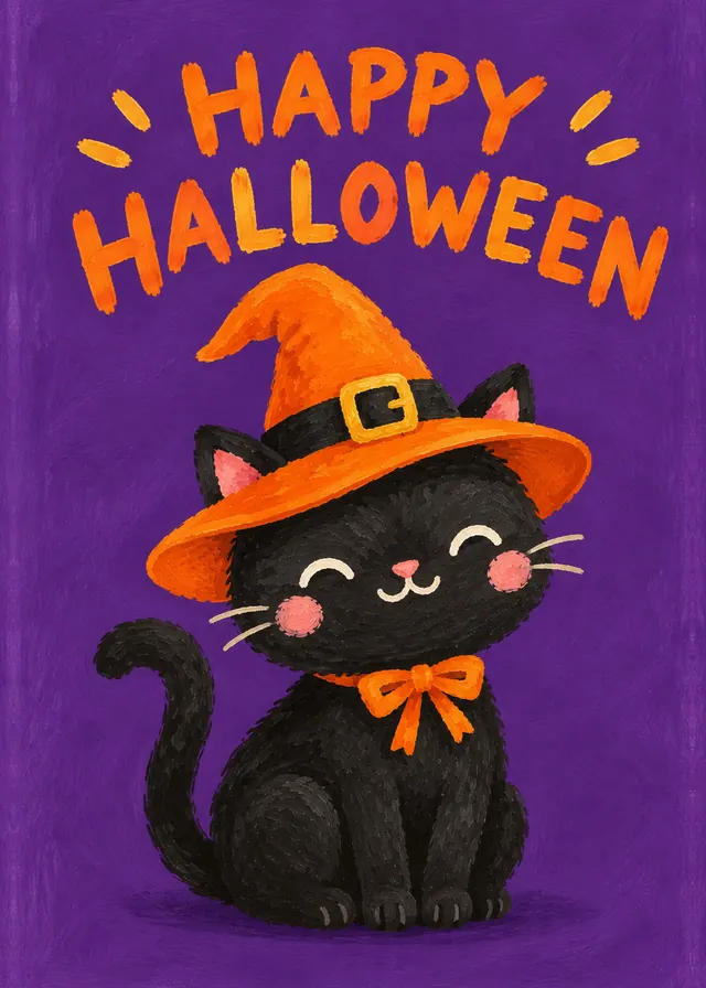 Happy Halloween, Witchy Cat card