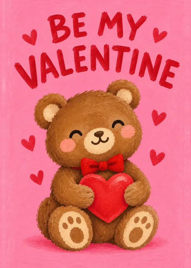 Be My Valentine Teddy card