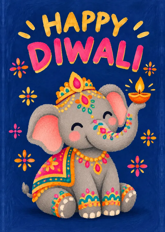 Happy Diwali, Royal Elephant card