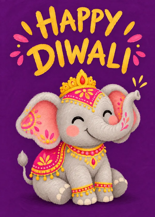 Happy Diwali, Purple Elephant card