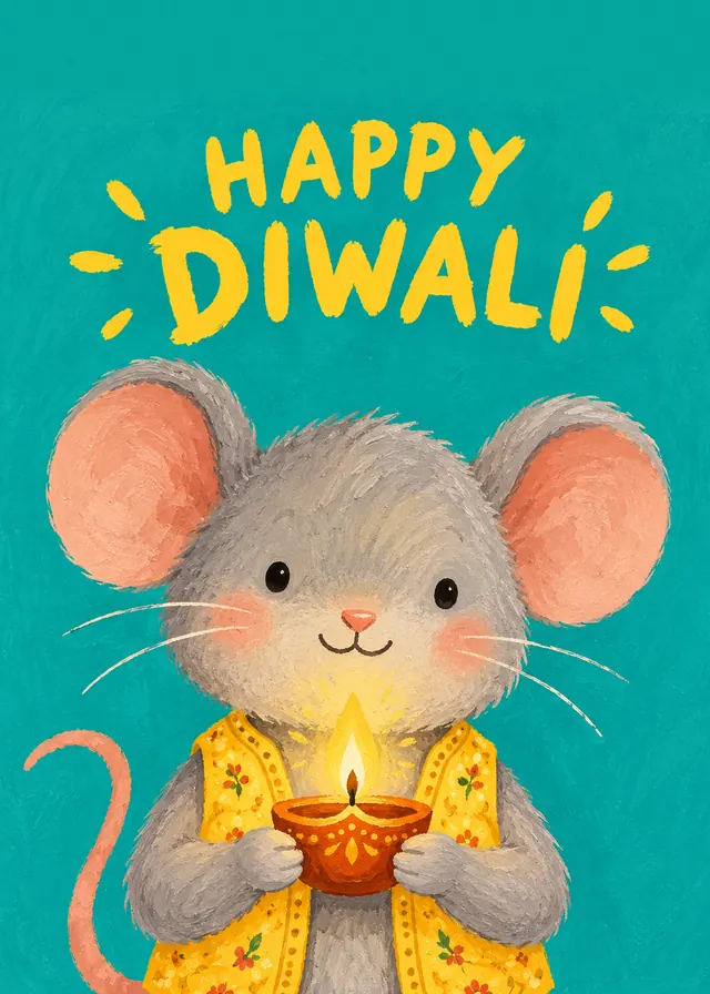 Happy Diwali, Diya Mouse card