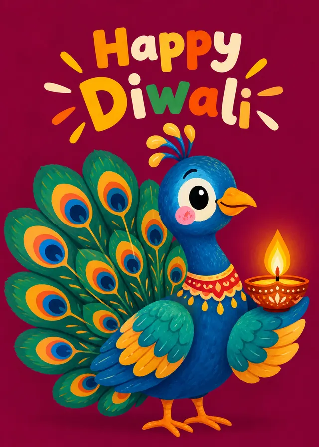 Happy Diwali, Proud Peacock card