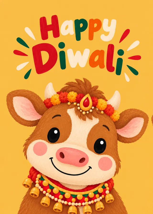 Happy Diwali, Golden Cow card