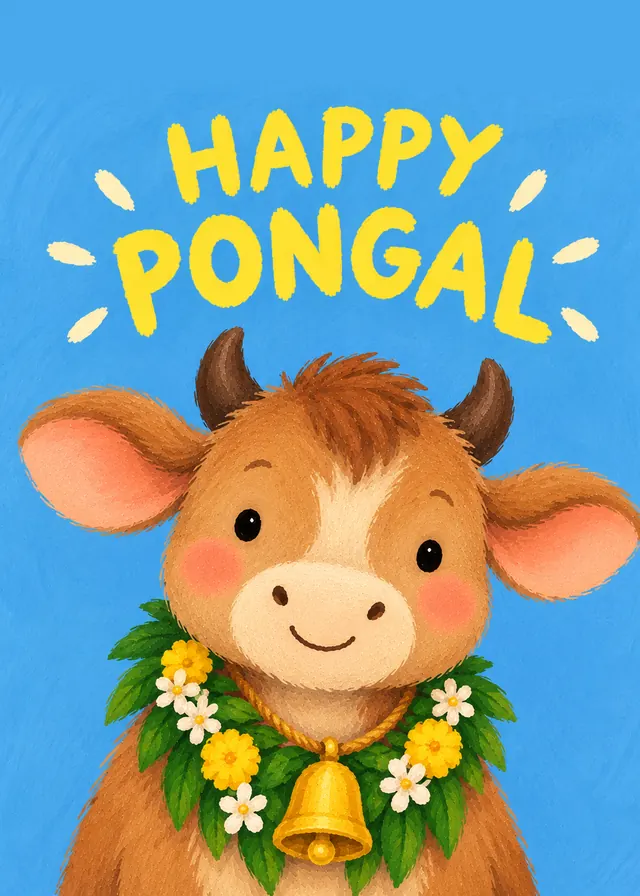 Happy Pongal, Garland Cow card