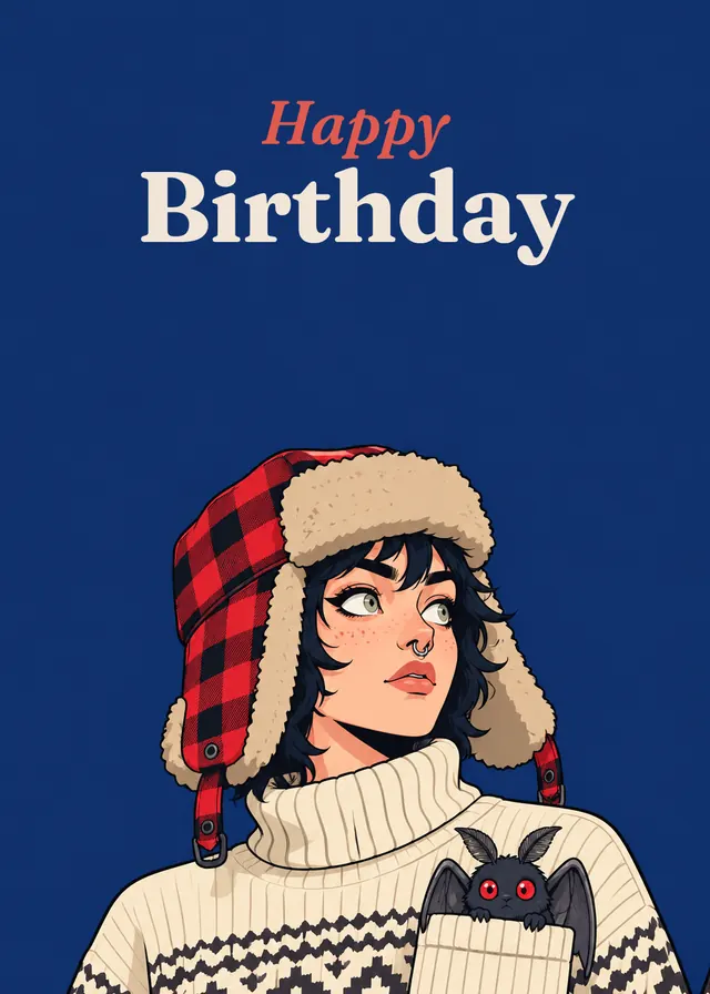 Winter Hat Birthday card